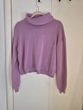 SHEIN Lilac Cropped Turtleneck Sweater